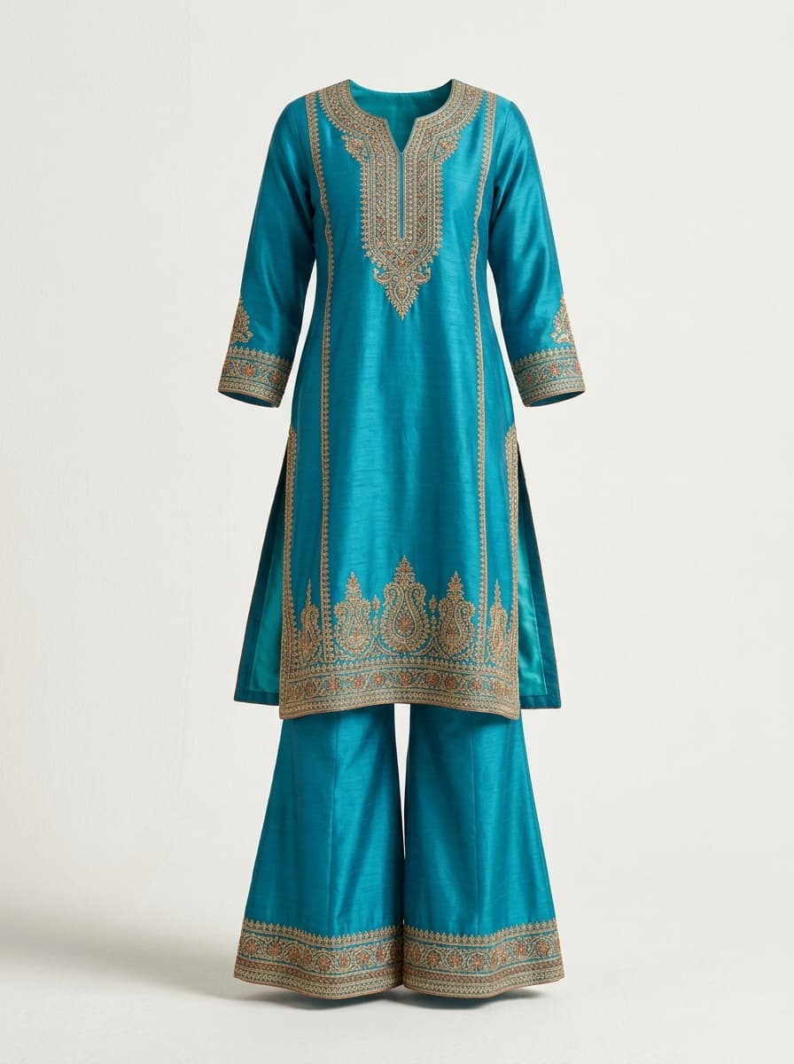 Teal Kurta and Palazzo Set